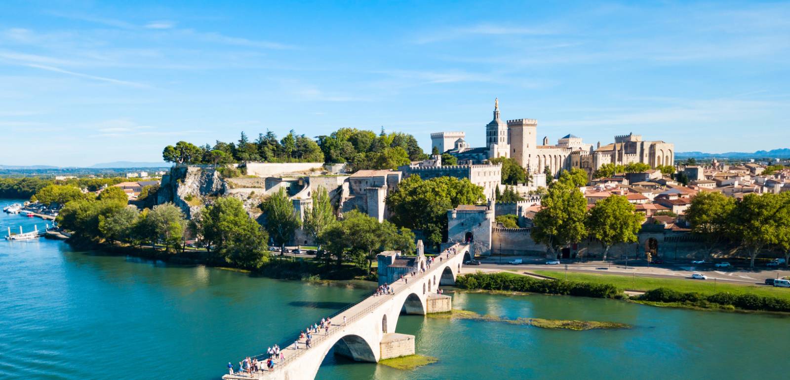 Avignon and its bridge and the Rhone river