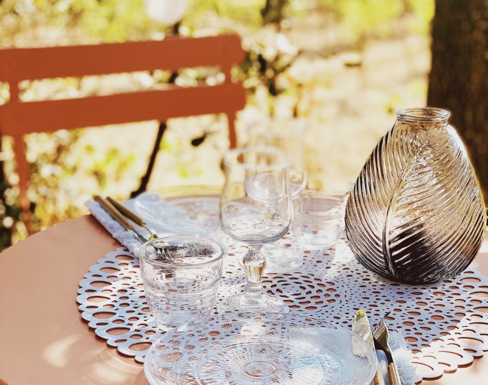 picnic set table in the vineyards in Provence