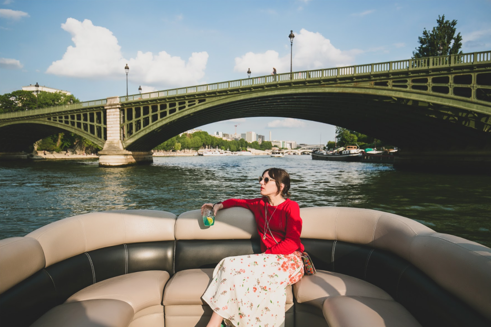 Paris Seine River Private Cruise on a pontoon boat booked by Deluxe France