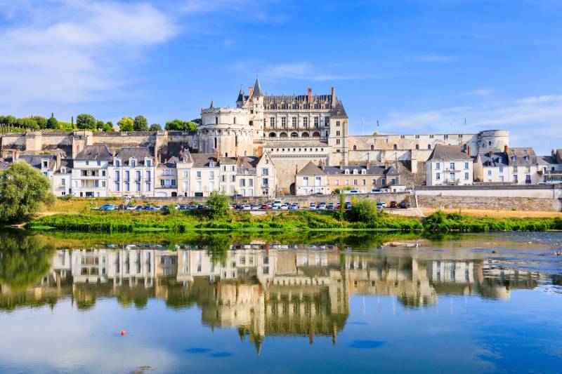 Amboise Castle overviewing the River in Loire Valley
