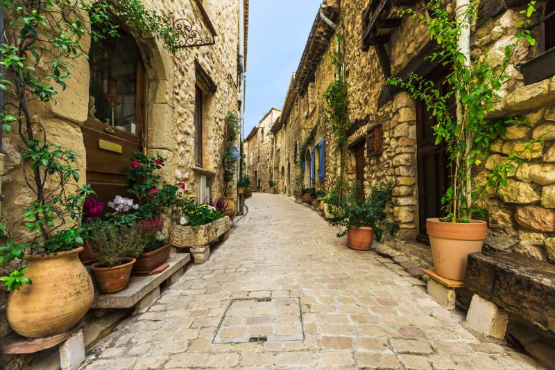 medieval narrow street in the French Riviera