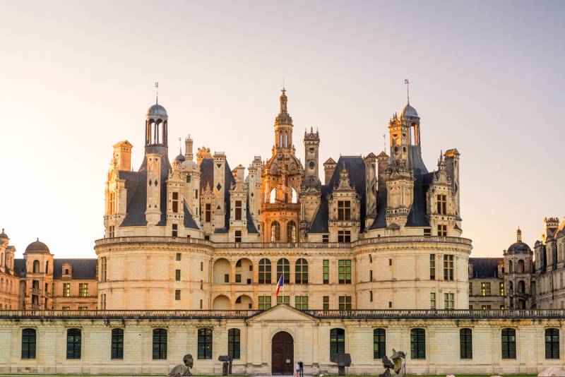 Chambord Castle during sunset