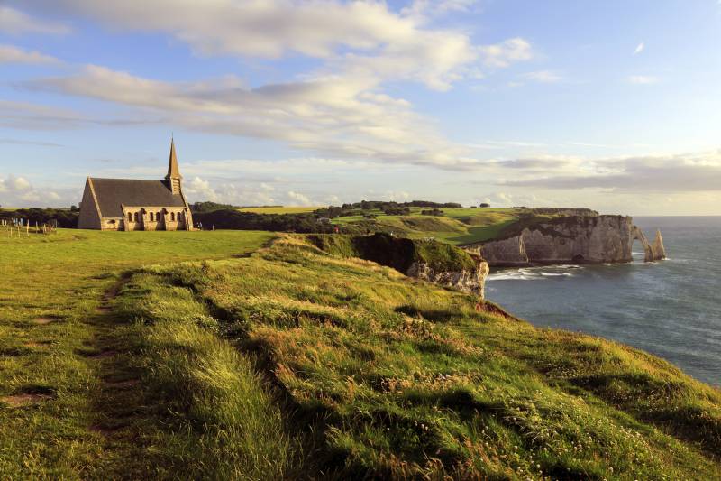 Etretat Cliffs panoramic view 