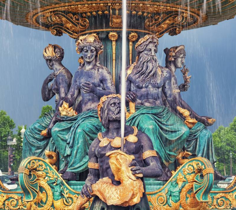 Detail of Place de la Concorde Fountain during a walking tour in Paris by Deluxe France
