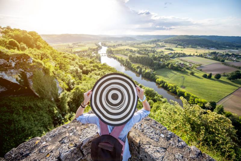 woman staring at Dordogne landscape during a full day private Dordogne & Lascaux Cave tour