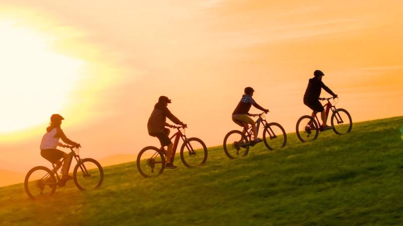 Bike riders in Normandy during a full day tour 