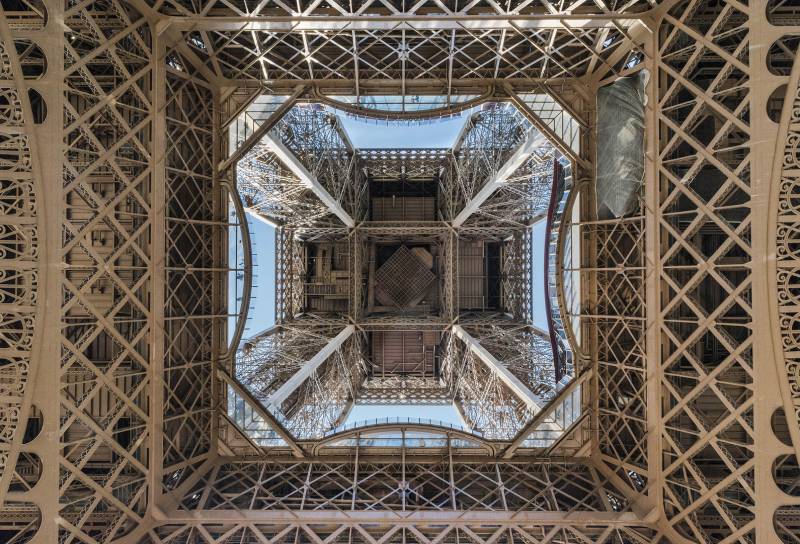 View from underneath the Eiffel Tower 